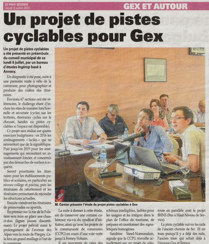 15-07-09 Article Gessien pistes cyclables Gex