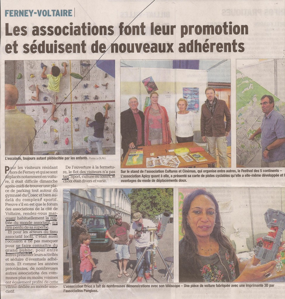 Article dans le Dauphiné Libéré du 8 septembre 2015