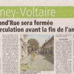 Ferney: la Grand’Rue fermée la nuit et le dimanche