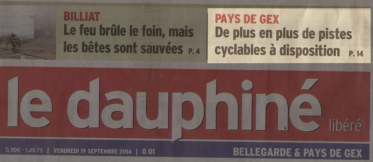 Un grand article dans le Dauphiné du 19 septembre