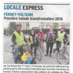 Article dans le Dauphiné sur notre première balade de la saison