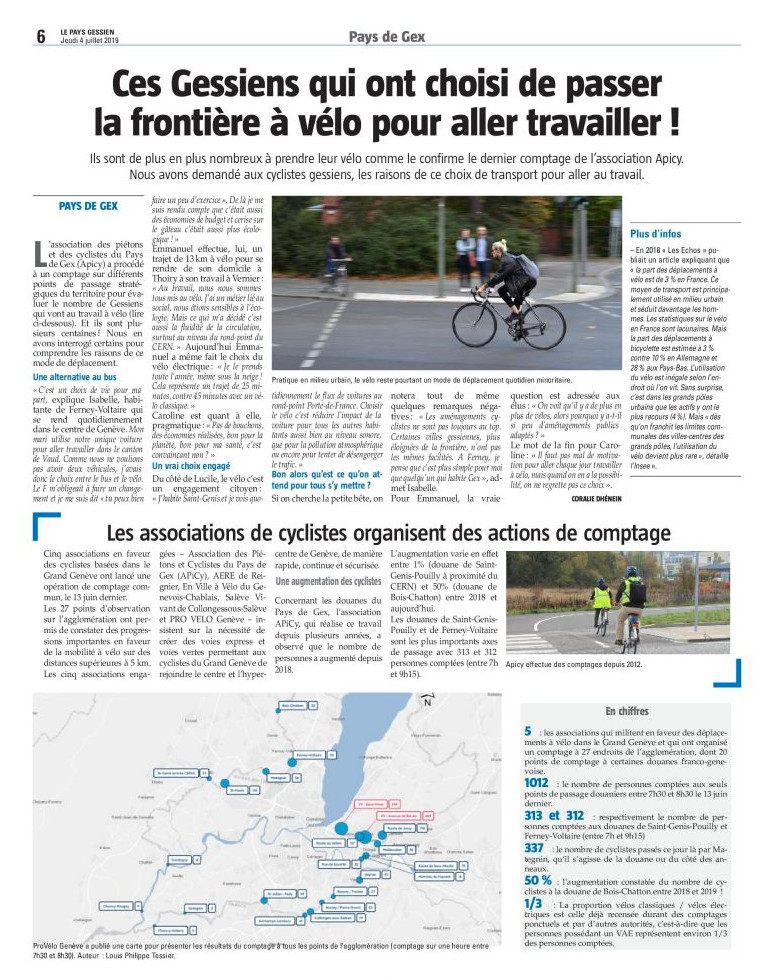 Article dans le Gessien sur les pendulaires à vélo