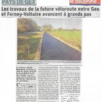 Un nouvel article du Dauphiné sur la véloroute Gex-Ferney
